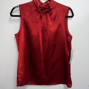 Bernard Holtzman Burnt Red Orange Sleeveless Mock Neck Blouse